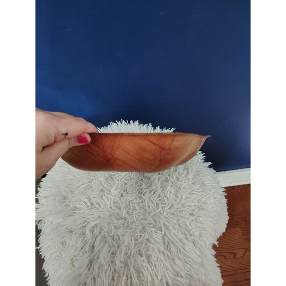 Vintage Weave Woven Wooden Serving Salad Bowl Decorative  Scallop Edge Country - Picture 2 of 5